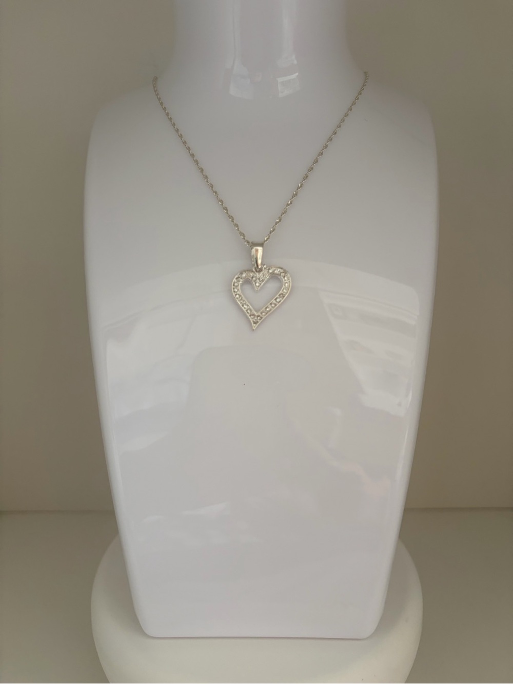 Steel Silver 925 Heart Pendant Necklace with white Circonias.